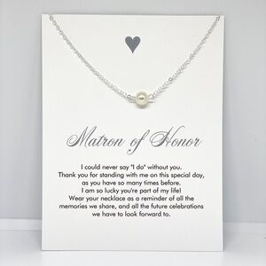 Matron of Honor Card + Pearl Pendant Necklace